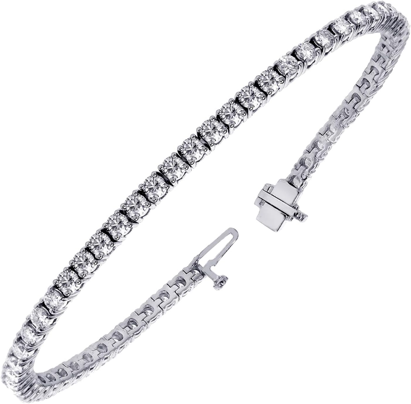 Bracelet Tennis Or Blanc Avec Diamants Synthétiques Double Rang - Neuf Avec étiquettes, Cadeau élégant
