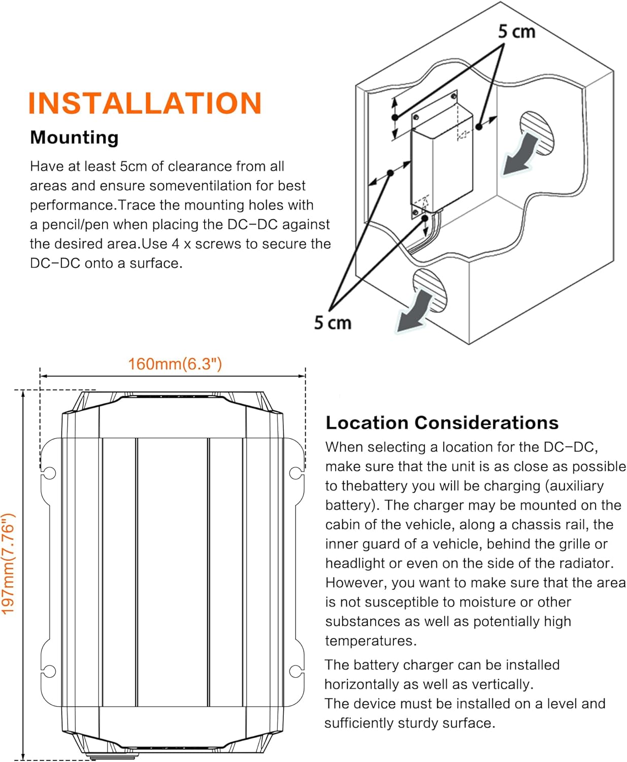 AMOMDPOWER 12 V 40 A DC to DC Dual Input Charger with Anderson Connector On-Board Charge fit for 12 V Lead Acid Gel AGM Calcium LFP Battery with MPPT Charger for Solar Panel Alternator RV Car Marine