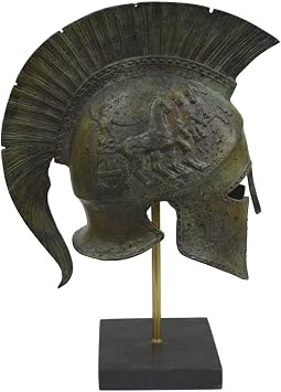 Corinthian Solid Bronze Helmet with Chariot - Ancient Spartan Athenian Armor