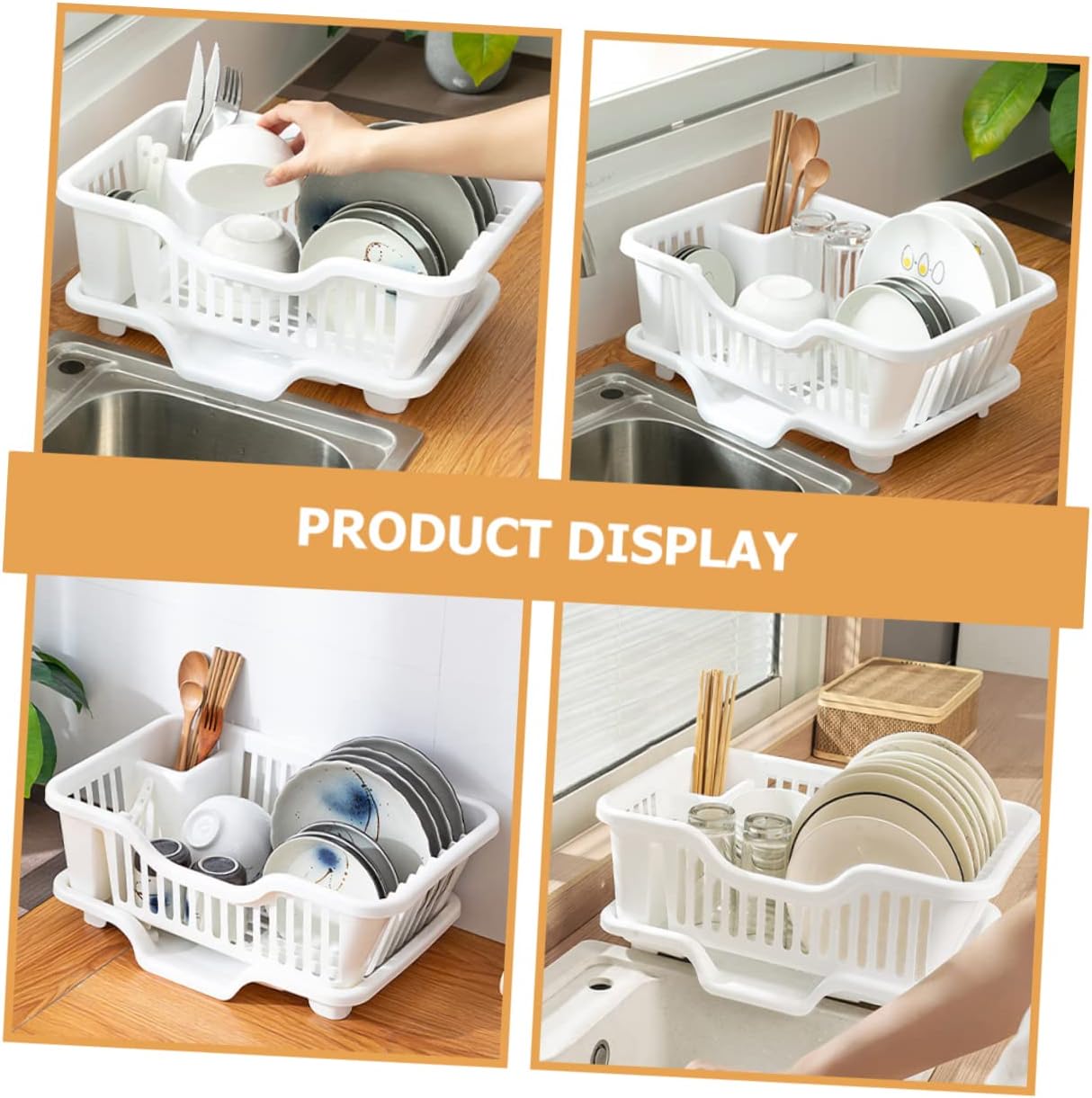 Multi-Function Tableware Rack Dish Drying Rack for Kitchen Countertop Dish Drainer Storage White