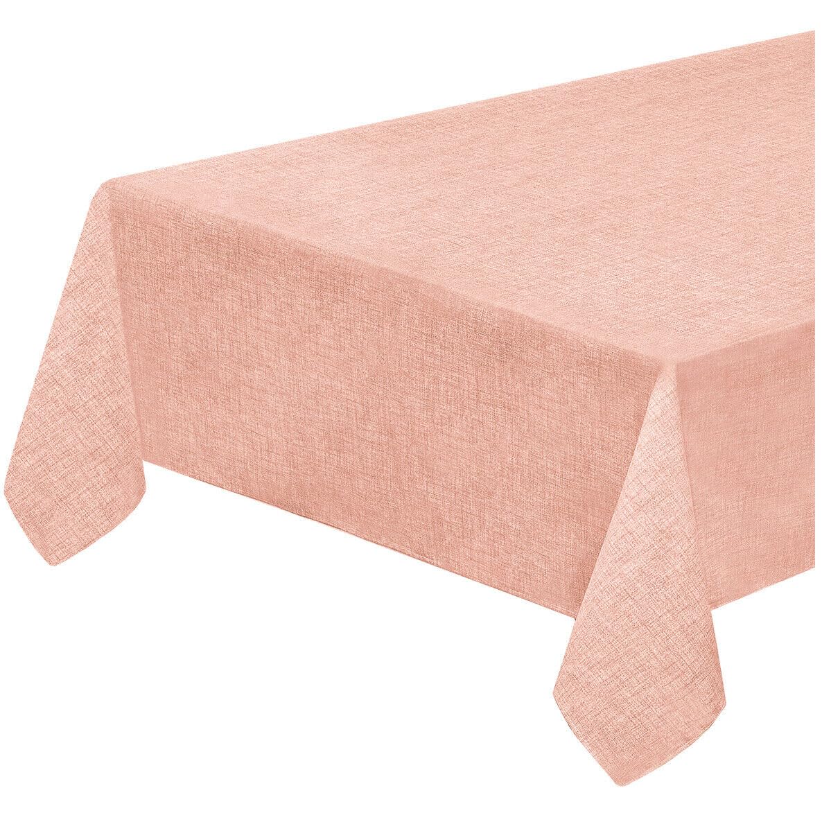 emmevi Tablecloth, Stain-Resistant, Edged, Plastified Table Cover, 135 x 230 cm, Pastel Pink