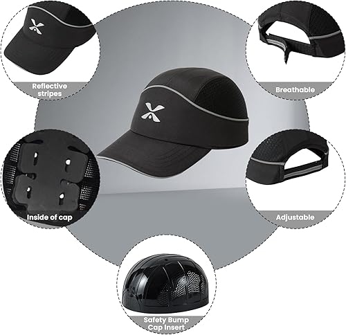 Vista 28 de TIHEEN Unisex Safety Bump Cap, Baseball Hat Style with Reflective Stripes Lightweight and Breathable Hard Hat Head Protection Cap 18110 Azul