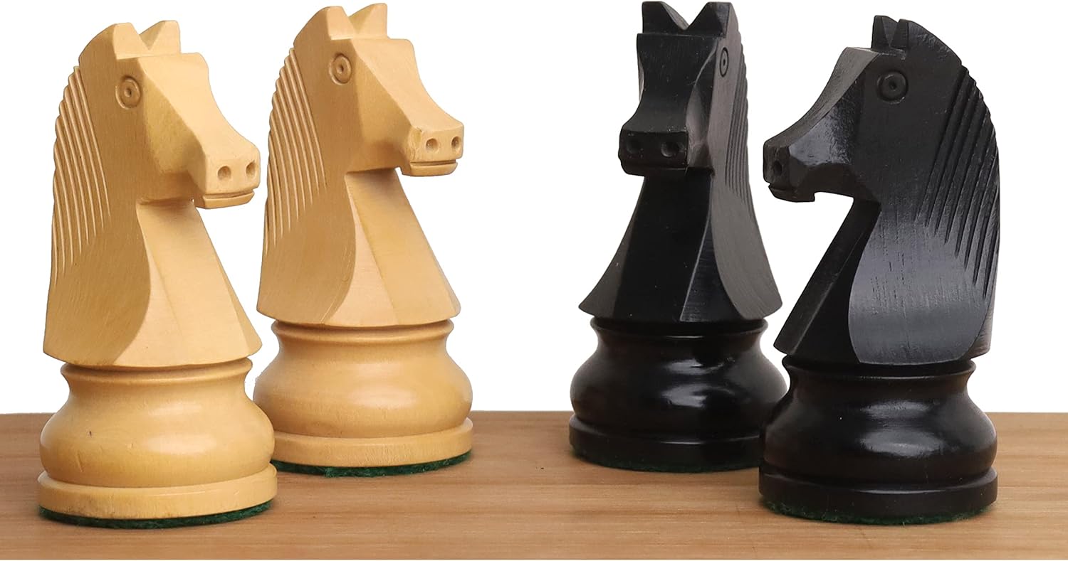 RoyalChessMall - 3.9" Tournament Chess Pieces Only Set in Ebonised Boxwood with Extra Queens