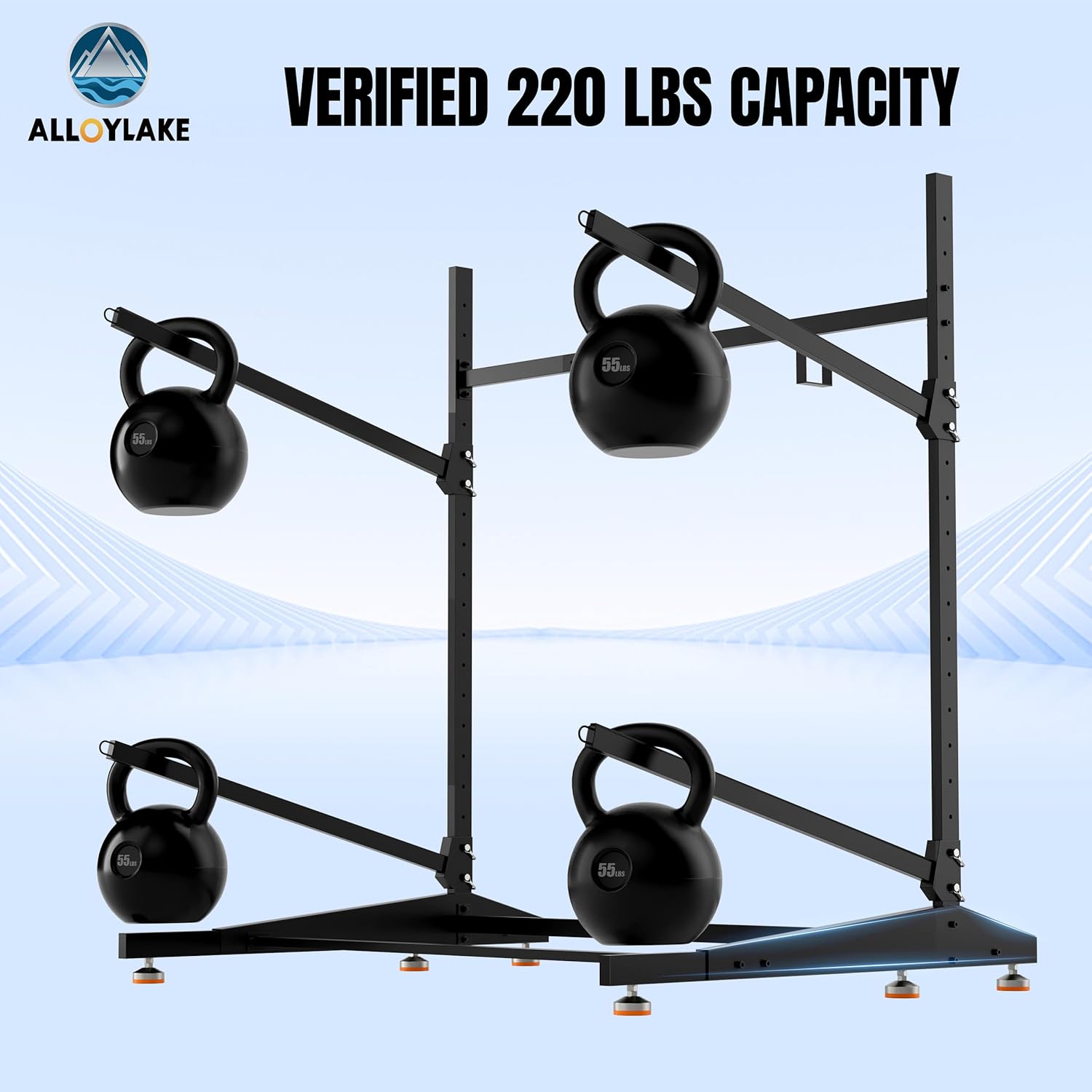 Freestanding Kayak Storage Rack, 2-Tier Heavy Duty Outdoor Canoe Stand for Garage & Dock, Holds 220 lbs, Rust-Proof 304 Stainless Steel Hardware (Black)