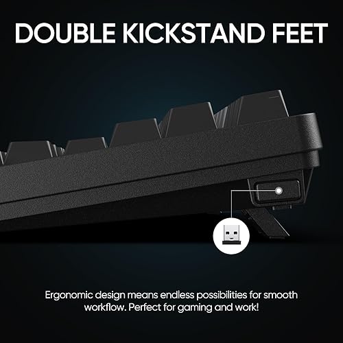 Miniatura 4 de ARZOPA Teclado mecánico inalámbrico para juegos, 87 teclas con retroiluminación RGB para montaje en PC, teclado mecánico compacto intercambiable en