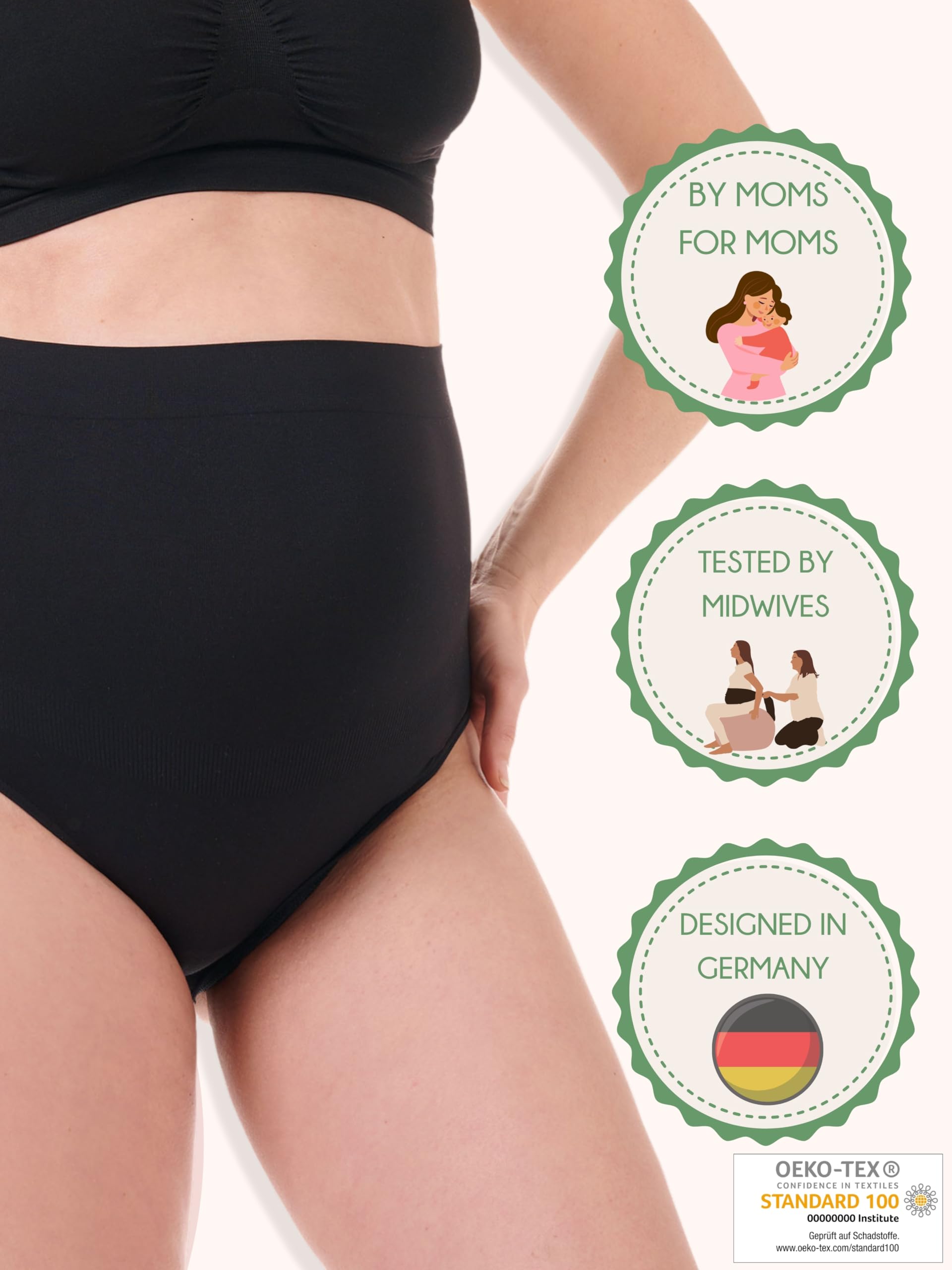 Herzmutter Majtki ciążowe - majtki brzuszne - bielizna ciążowa - kontrola brzucha - wysoka talia - bezszwowe - kobiety w ciąży - rozciągliwe - zestaw 2 sztuk i 3-5830
