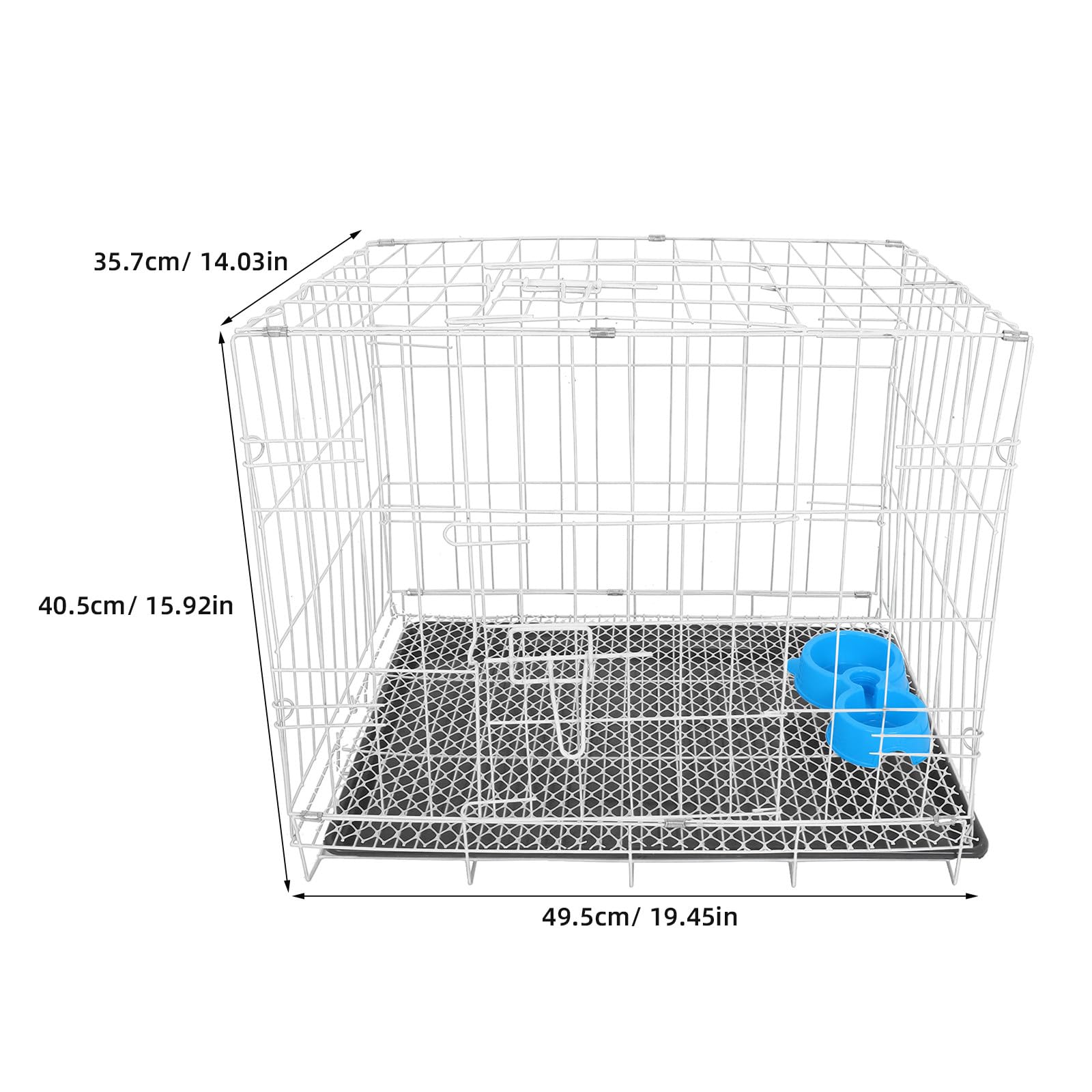 Cage pour Chien Petite Taille 50 x 40 x 35,5 cm - Cage à Une Porte avec Plateau Anti-fuites et gamelle - Pliable en Fil de Fer pour l'intérieur, l'extérieur et Les Voyages -