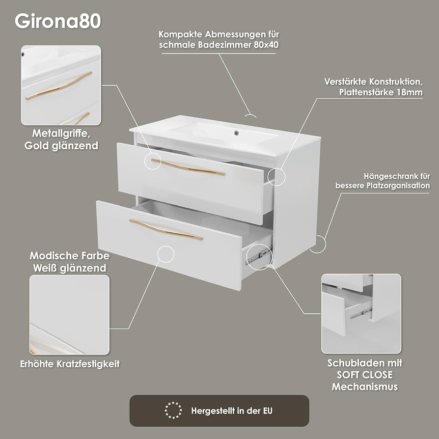 GARLIVO Waschbeckenunterschrank GLB-160 Mit Schubla Produktbild-Vorschau 6