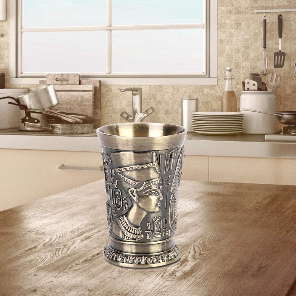 Nikou Kubek do wina w stylu vintage, metalowy kieliszek do wina, kreatywne kieliszki do kieliszków w stylu egipskim, sztuka, rzemiosło, dekoracja, ozdoby do szafki na wino, ozdoby domowe (zielony