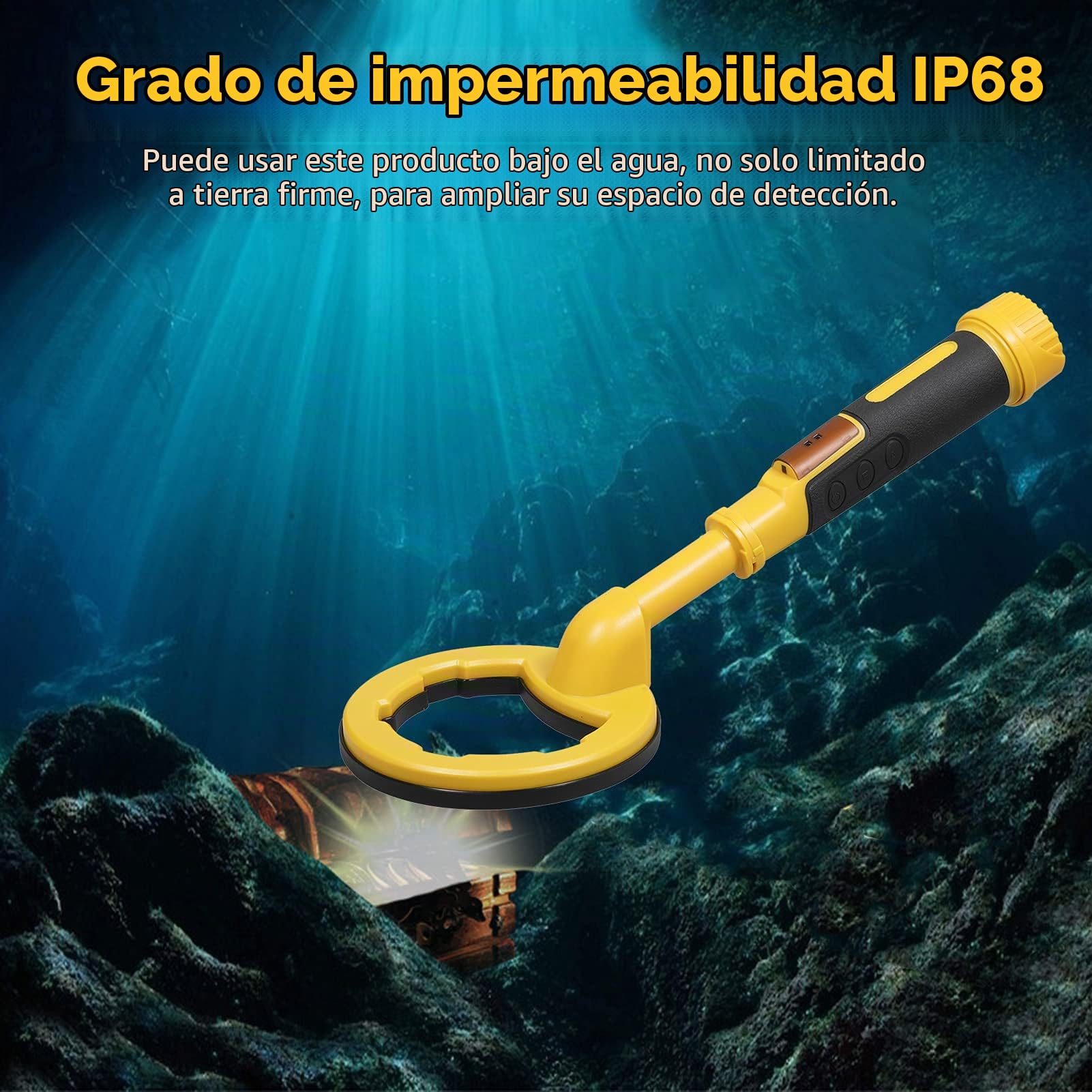 BuyWeek Detector de Metales Subacuático, Detectores de Metales de Mano 2 en 1 IP68 Buscador de Tesoros de Buceo Portátil para Bucear y Cazar Tesoros
