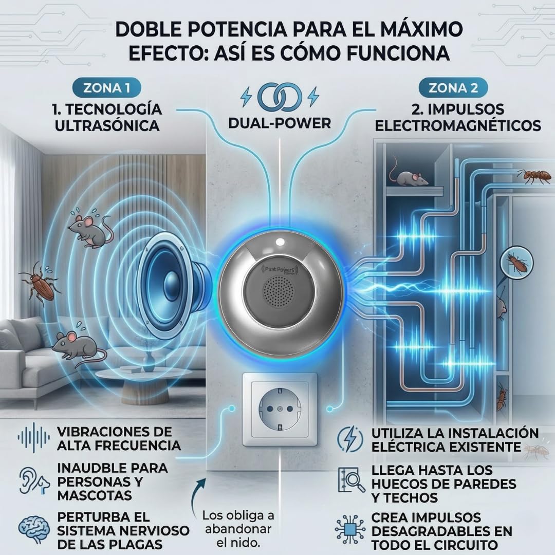 MAX, repellente efficace per parassiti, insetti e roditori, più potente e più efficace, tecnologia elettromagnetica + ultrasuoni, frequenza variabile (3)