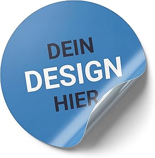 Aufkleber drucken lassen - Etiketten-Bogen mit eigenem Design, Foto oder Logo selbst gestalten - Rund, Quadratisch oder Rechteckig - 4 bis 20 cm