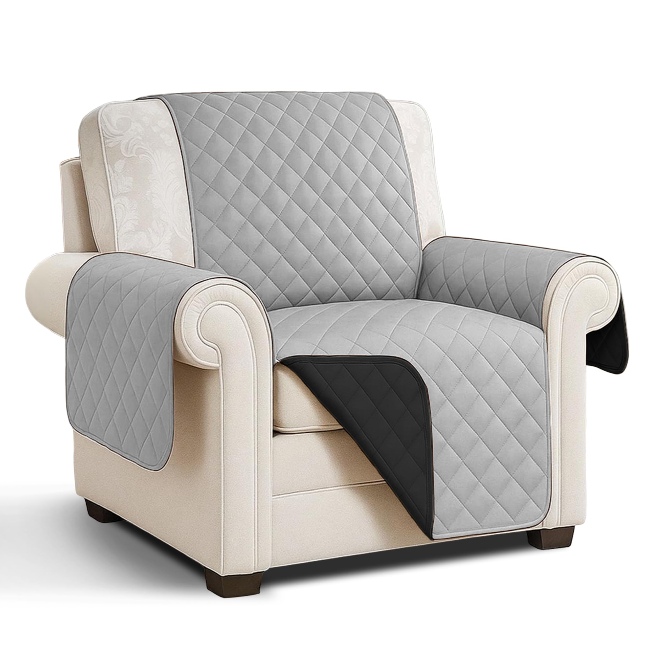 Easylife Lifestyle Solutions Black/Grey Easylife Reversible Furniture Protector, Waterproof Chair Cover, Armchair Cover, Armchair Protector, Furniture Protector, Machine Washable - Fully Guaranteed