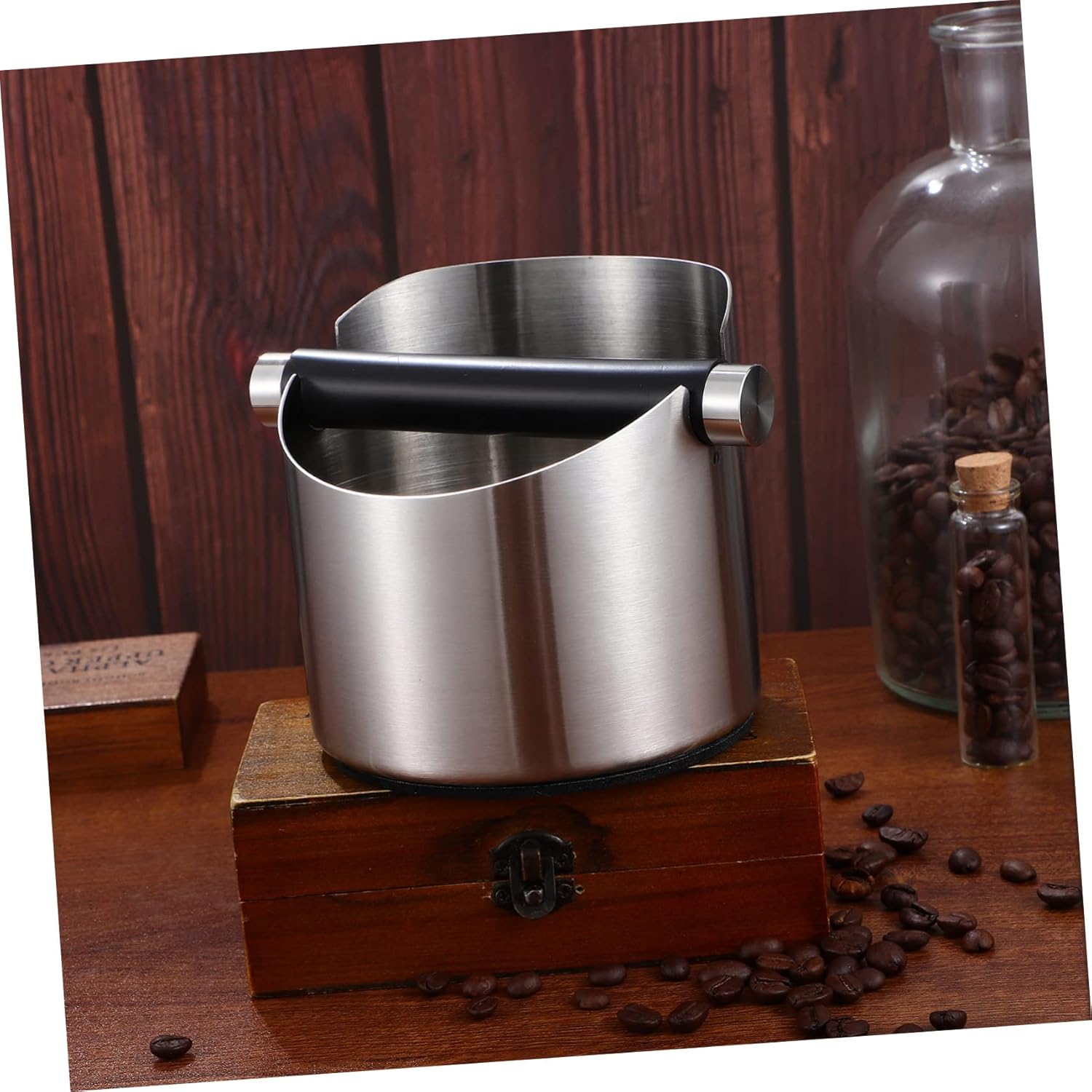 SECFOU Large Espresso Bucket Knock Boxes for Grounds with Detachable Knock Bar Non-slip Base