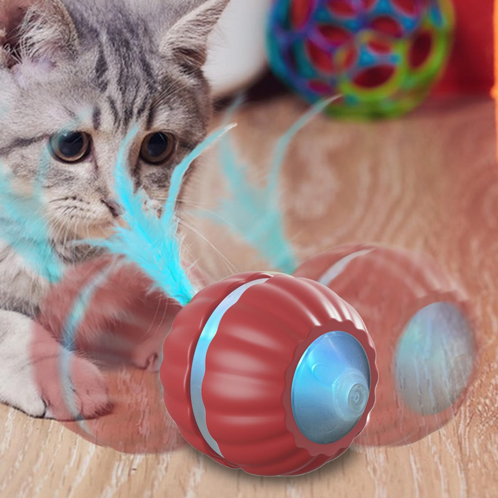 Katzenspielzeug, Automatisch bewegliches Katzenspielzeug, interaktiver Ball | Smart Kitten Accessories Beweglicher(Red)
