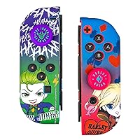 Vista 1 de FRTEC – Combo Pack Switch Joker and Harley Quinn, Compatible with Switch and OLED, Grips Protectors, Customization, Easy to Install
