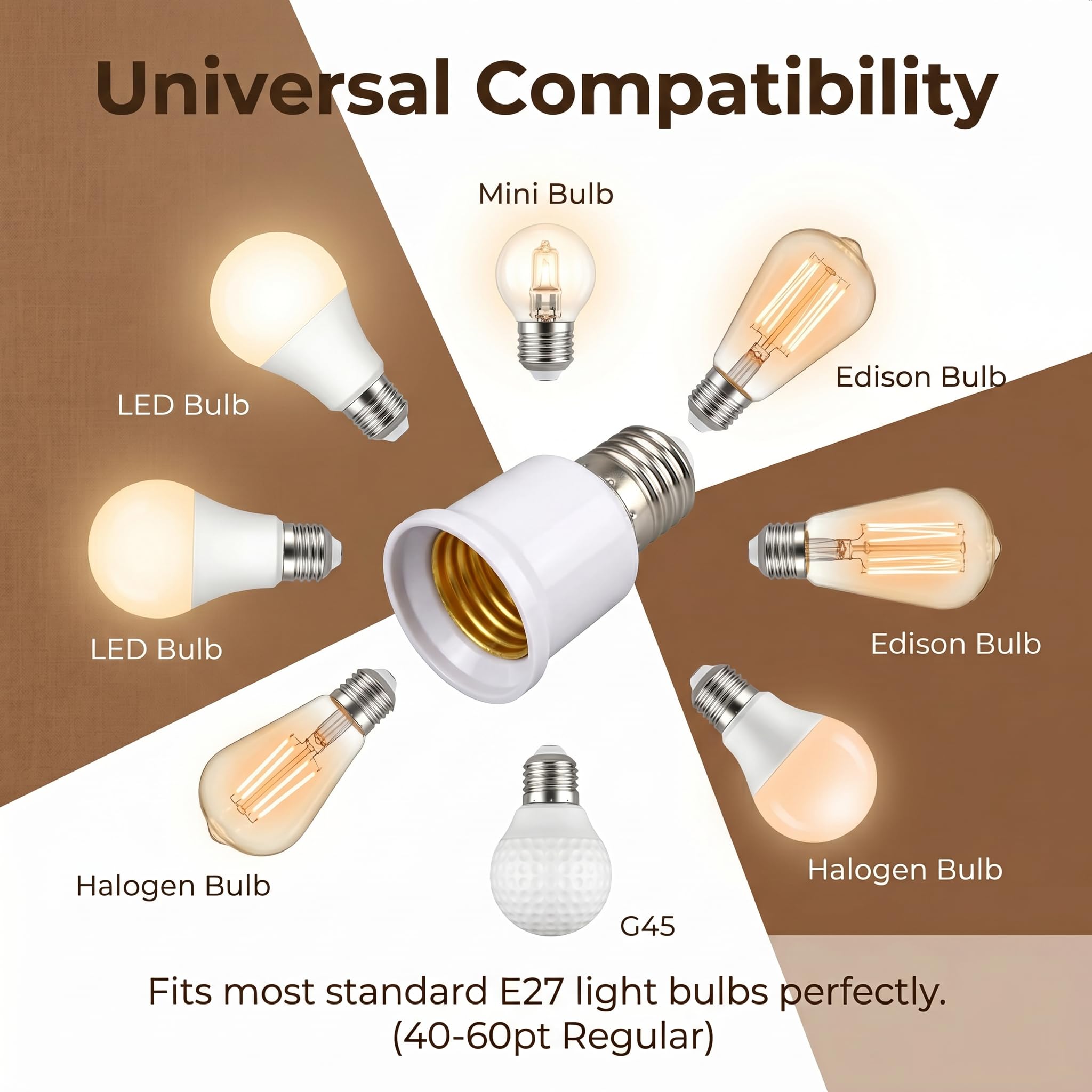 6 Stück E14 auf E27 Adapter, Lampensockel Konverter für E27 Leuchtmittel in E14 Fassung, Edison Schraubadapter aus hitzebeständigem, Geeignet für LED, Glühbirne, Halogenlampe und Energiesparlampe
