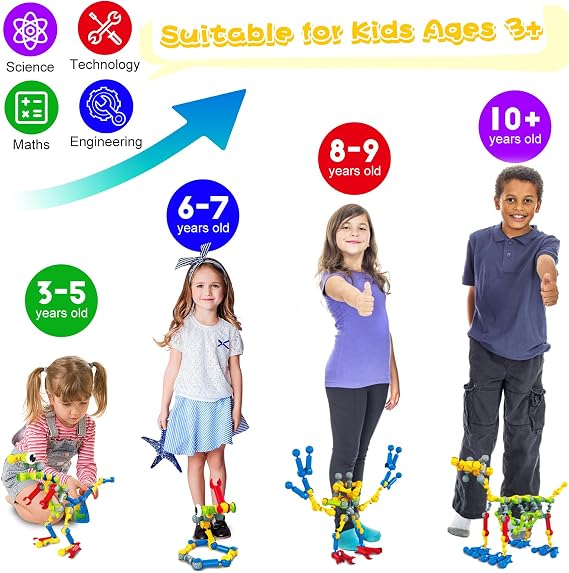 215 PCS STEM Building Blocks Playset for Kids Ages 4-8 Birthday Gifts Boys