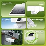 Philips Lampada di sicurezza solare 3600LM, impermeabile e dimmerabile con sensore di movimento LED per esterno, 3 teste orientabili con cavo da 5 m, pannello solare separato con 3 modalità - 2