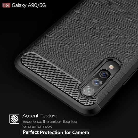Case for Galaxy A90 5G Case, Carbon Fiber Texture Design Cover Anti-Scratch Shock Absorption Case for Samsung Galaxy A90 5G (Black)