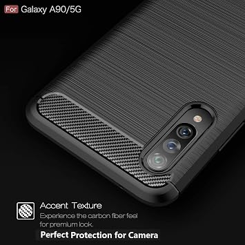 Case for Galaxy A90 5G Case, Carbon Fiber Texture Design Cover Anti-Scratch Shock Absorption Case for Samsung Galaxy A90 5G (Black)