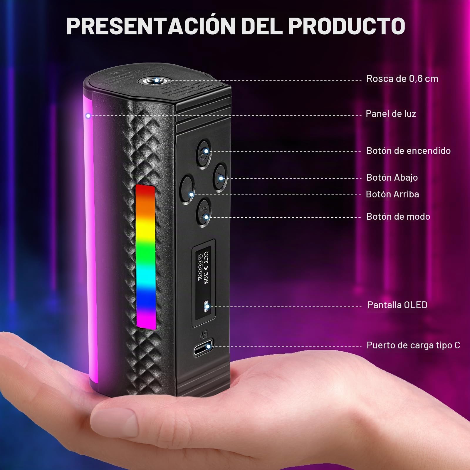 NEEWER Varita de Luz Magnética [Paquete de 2] con App Control, 360° Todo RGB Mini LED Video Barra Luz 2500K~8500K Regulable CRI 97 con Batería 2550mAh, 17 Escenas para fotografía Vlog TikTok, TL97C