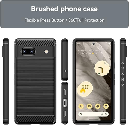 Miniatura 2 de Asuwish Funda de teléfono para Google Pixel 7A 5G 2023 con cubierta protectora de pantalla de vidrio templado y accesorios para celulares, TPU suave