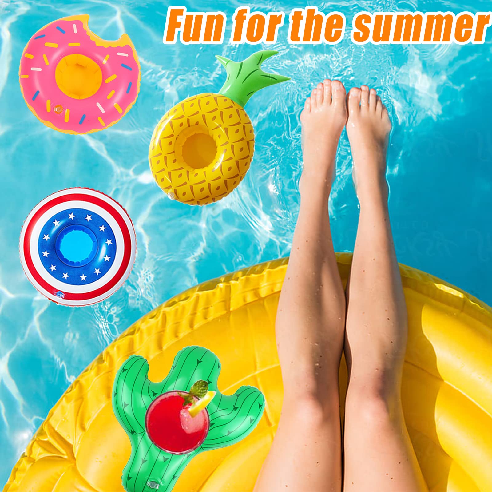 18 Pack Inflatable Drink Holders, Drink Floats Inflatable Pool Cup Holder Coasters for Pool Party