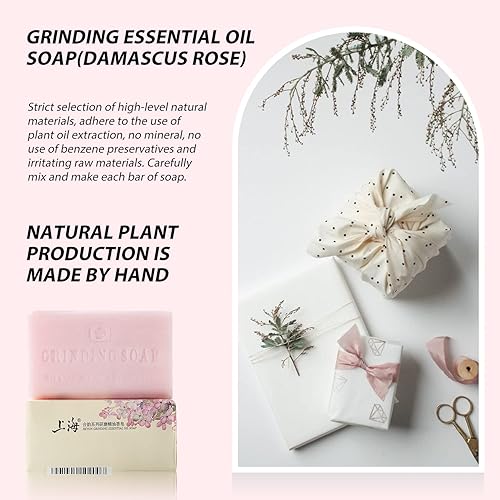 Miniatura 3 de Bee & Flower Barra de jabón natural hecha a mano con rosa de damasco con aceites esenciales orgánicos perfumados, barra de jabón de barra francesa