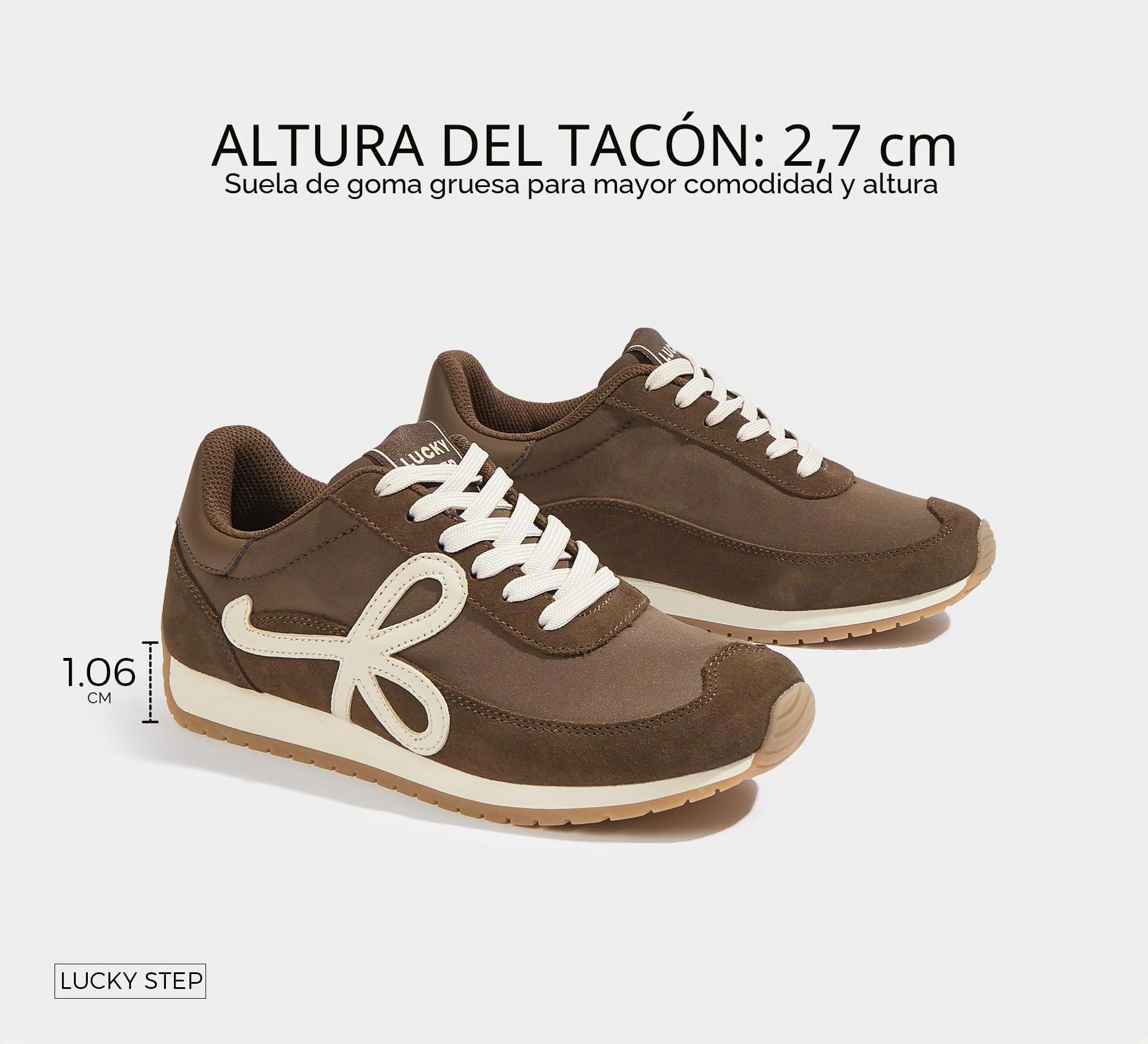 LUCKY STEP Zapatillas Mujer de Moda, Low Top Retro Clásico, Cómodas para Caminar y Running, Estilo Casual