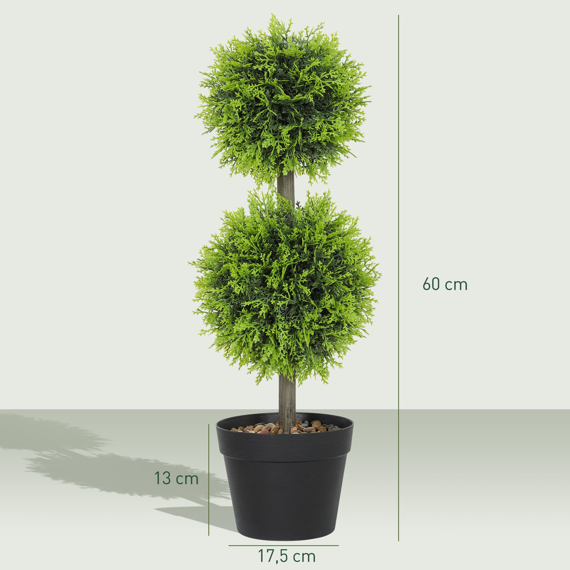 HOMCOM Lot de 2 Plantes Artificielles Décoratives 60 cm Vert