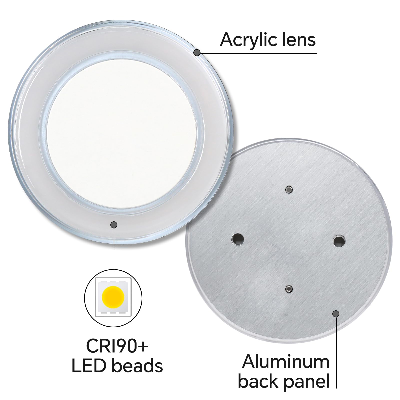 4 x Lámpara LED 12V Autocaravana Regulable Panel Luz de Techo 76mm 320LM 3W, para Caravana Barco Remolque Coche Iluminación Interior (5000K)
