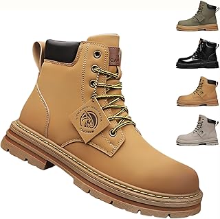 [Bebemax] 2025新 ワークブーツ メンズ 防水 防滑 靴 エンジニアブーツ ショート ハイカットレースアップ 編み上げ 軽量 バイク 靴 防寒 暖かい 滑り止め 着脱簡単 大きいサイズ 秋冬 Boots Leather for man