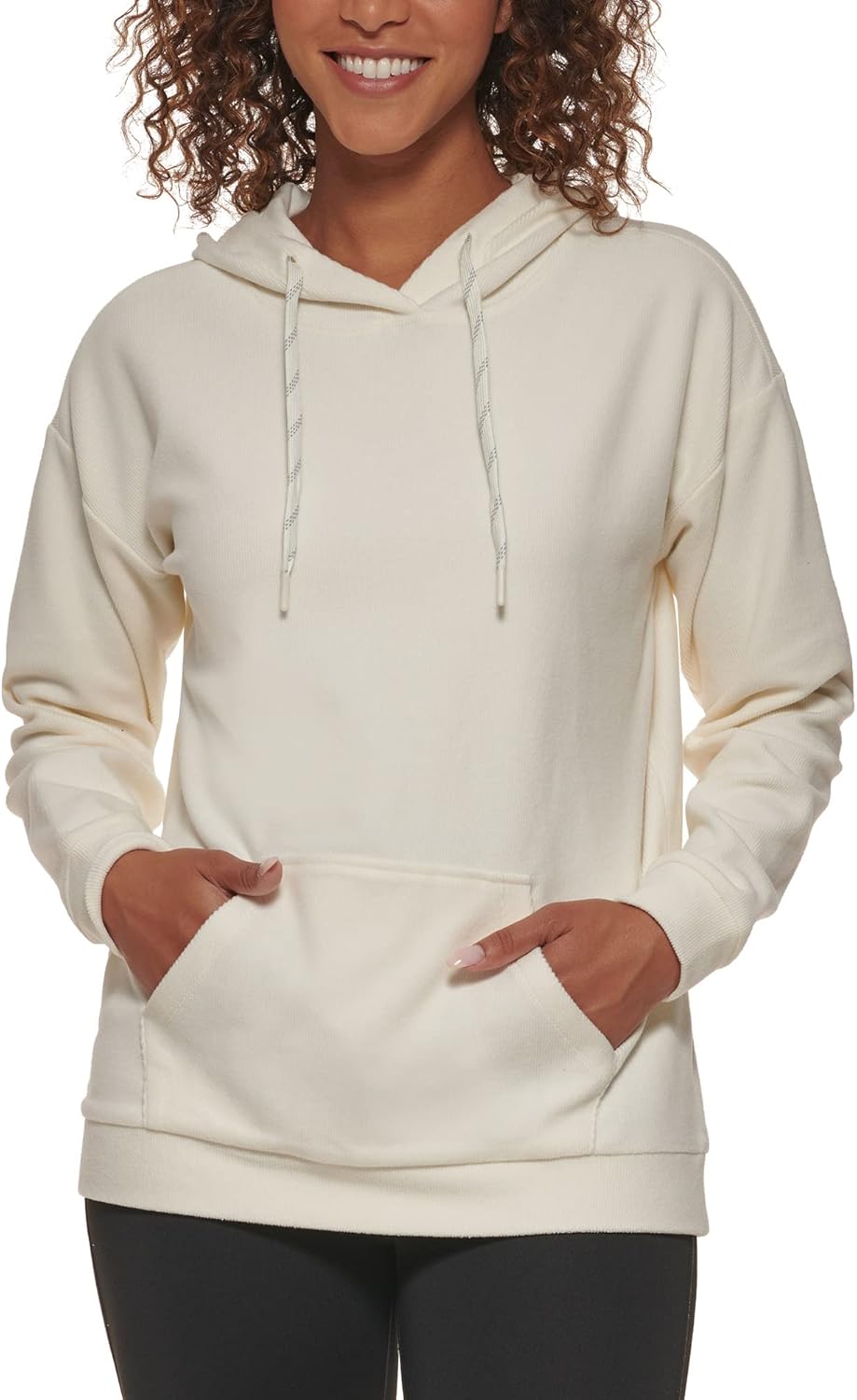 Marc New York Women's Sweater Size M Reg Ribbed Cozy Hoodie Ivory, Off-white (1549426) - Image 2