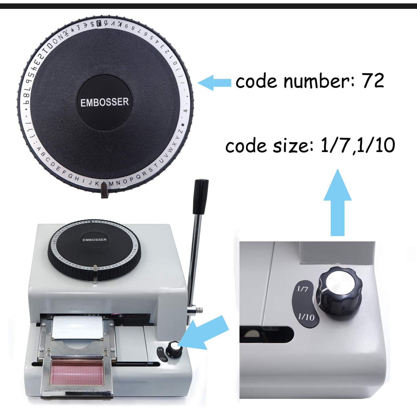 Stampante per Carte in PVC, 72 Caratteri, Macchina per Stampa Manuale, Stampante per Carte Regalo, Stampante per Timbratura Tipografica