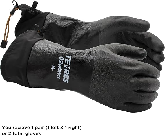 SHOWA TEMRES 282-02 Waterproof Insulated Winter Work Gloves, Breathable Polyurethane, Integrated Drawstring Gaiter Snow Cuff, Thermal Fleece for Skiing, Ice Fishing