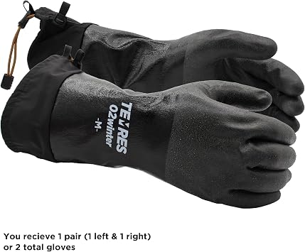 SHOWA TEMRES 282-02 Waterproof Insulated Winter Work Gloves, Breathable Polyurethane, Integrated Drawstring Gaiter Snow Cuff, Thermal Fleece for Skiing, Ice Fishing