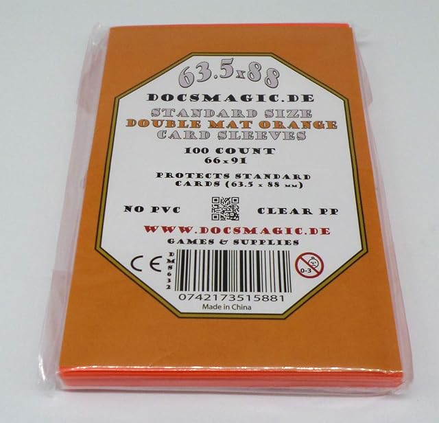 Foto 4 de 5 de docsmagic.de 2 x 100 Double Mat Orange Card Sleeves Standard Size 66 x 91 - Fundas - PKM MTG