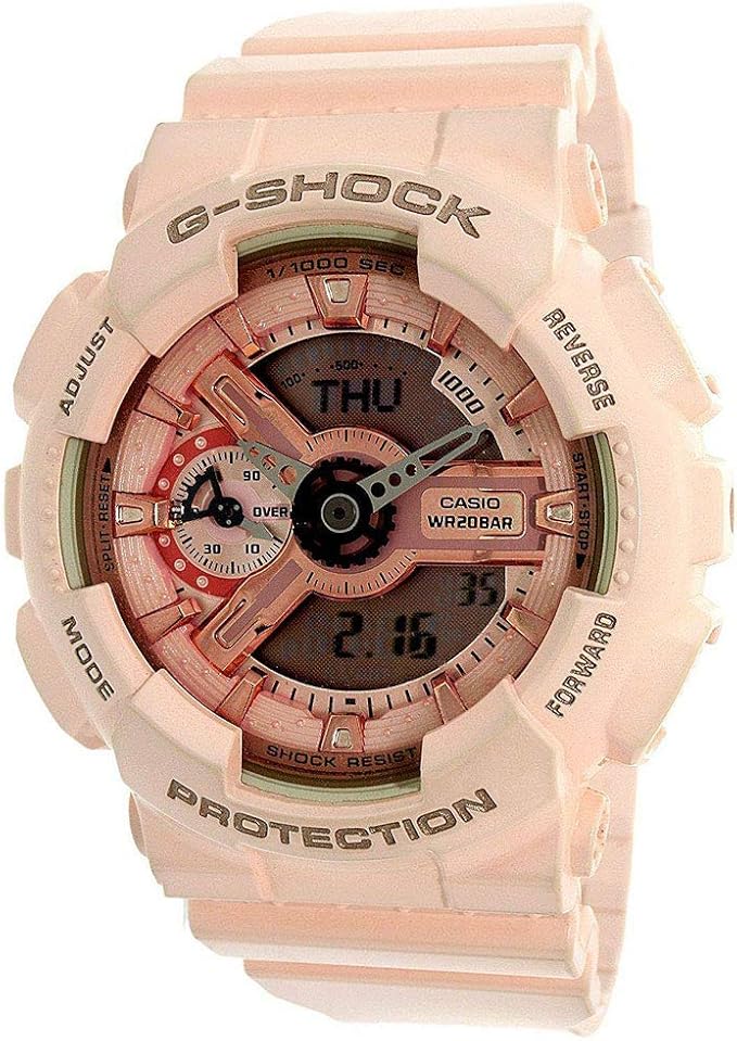 Amazon Com Casio G Shock Gold And Pink Dial Pink Resin Quartz Ladies Watch Gmas110mp 4a1 Casio S Series Clothing Shoes Jewelry