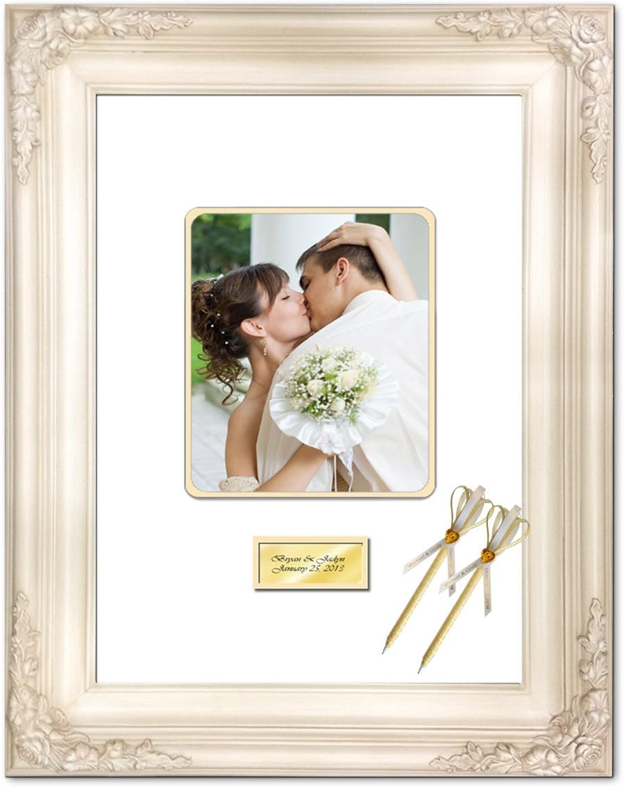 Wedding Anniversary Photo Signature Frame with Two Handmade Ribbon Pens