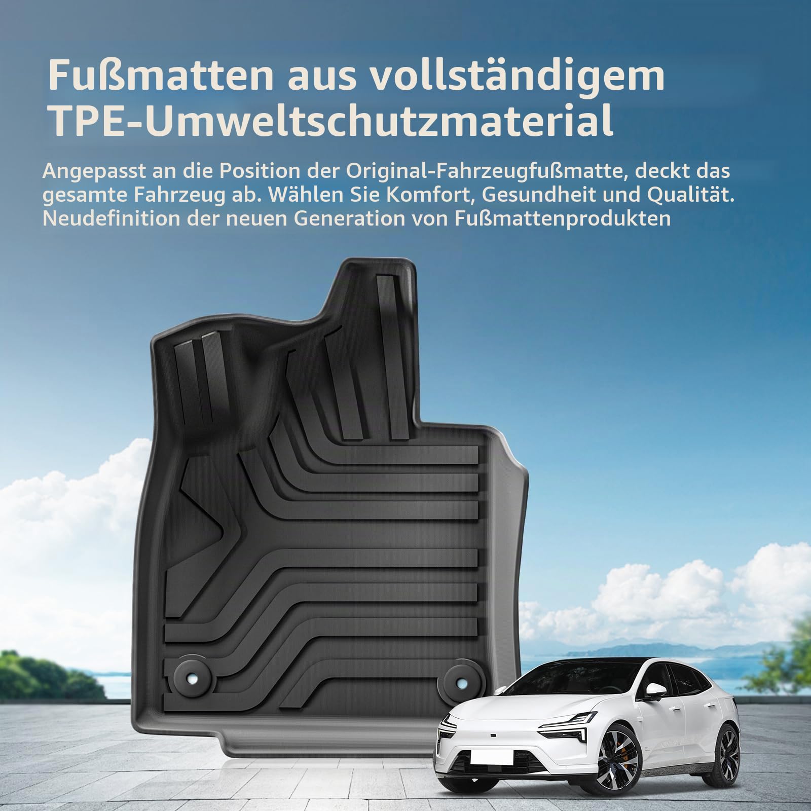 Smabee Fußmatten & Kofferraummatte Kompatibel mit 2023 2024 Polestar 4 Kofferraummatte, Kofferraum-Heckschutz, Kofferraum-Fußmatten-Schutz TPE-Schutzpolster, wetterfest, wasserdicht, schwarz
