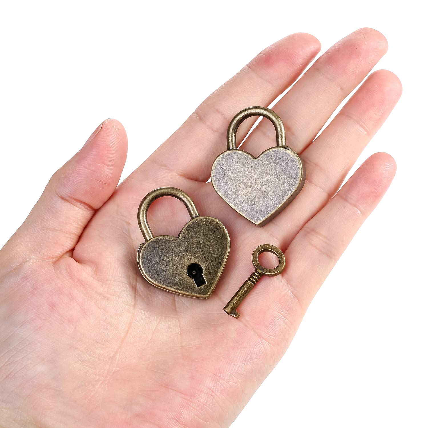 Mini Cadenas Vintage En Forme De Cœur, Style Ancien Antique, Avec Serrure à Clé, Pour Voyage, Mariage, Boîte à Bijoux, Journal Intime, Valise, Livre