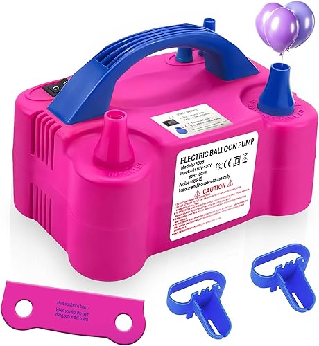 Electric Balloon Pump,110V 600W Portable Dual Nozzles Balloon Pump,Air Pump Balloon Blower for Party Decorations with Tying Tool
