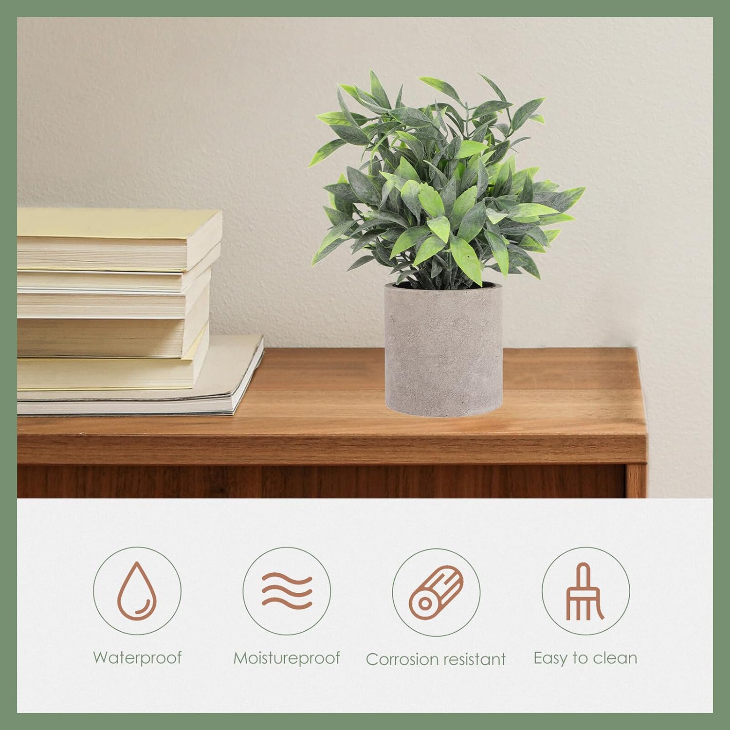 KALLORY Artificial Eucalyptus Rosemary Maple Leaf Faux Plants Set, Eco-Friendly Paper Pulp Potted Bonsai, Small Desktop Artificial Greenery for Home Office Decor