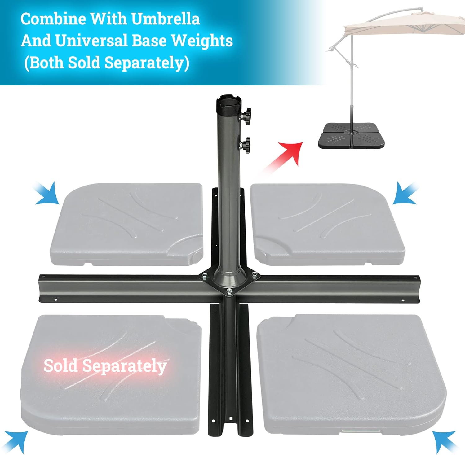 Strong Camel Heavy Duty Patio Umbrella Cross Brace Stand Universal for Outdoor Patio Umbrella (Dark Grey)