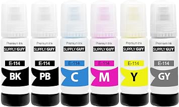 Supply Guy ink compatible with Epson 114 for EcoTank ET-8500, ET-8550 6 Ink Bottles 6x70ml