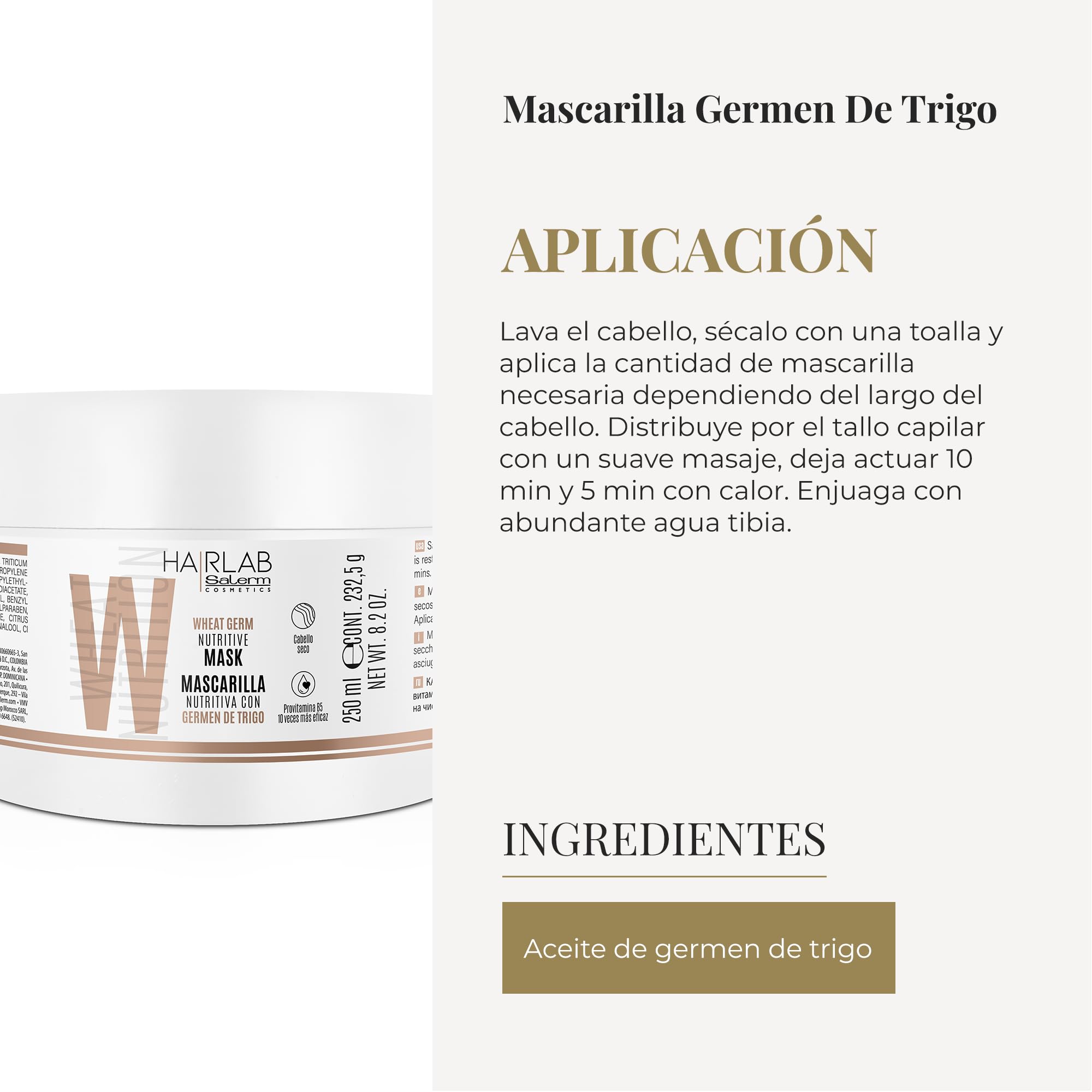 SALERM Hair Lab Mascarilla Nutritiva para el Pelo 250 ml con Germen de Trigo