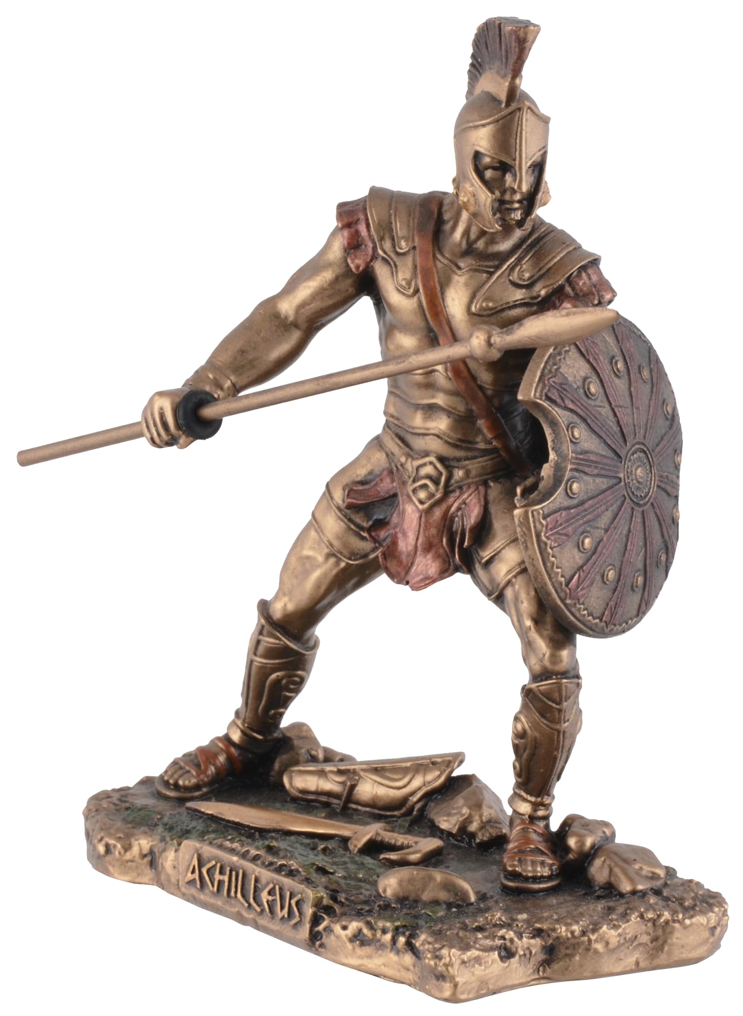 Greek Hero Achilles, Battle of Troy, Miniature, Artificial Stone, Hand Coloured with Bronze Colour by Veronese