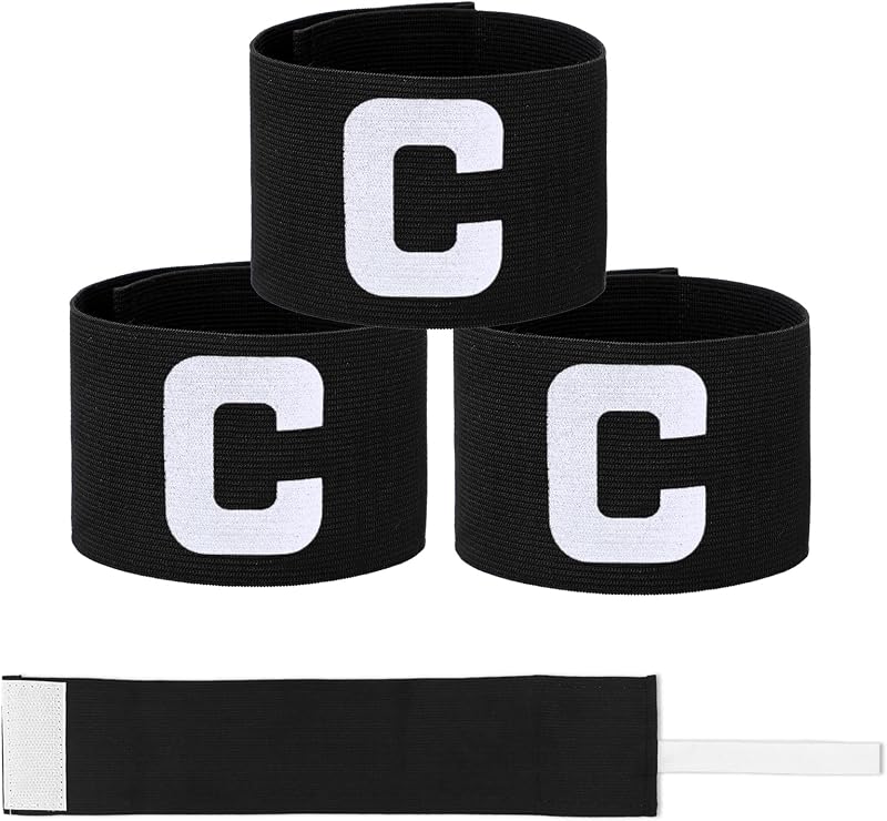 Brazalete deportivo de ajuste seguro de 3 piezas con correa elástica ajustable, brazalete de capitán de fútbol negro para deportes de equipo para adultos y jóvenes, rugby, baloncesto, voleibol, 7x33 cm/2,75x13 pulgadas