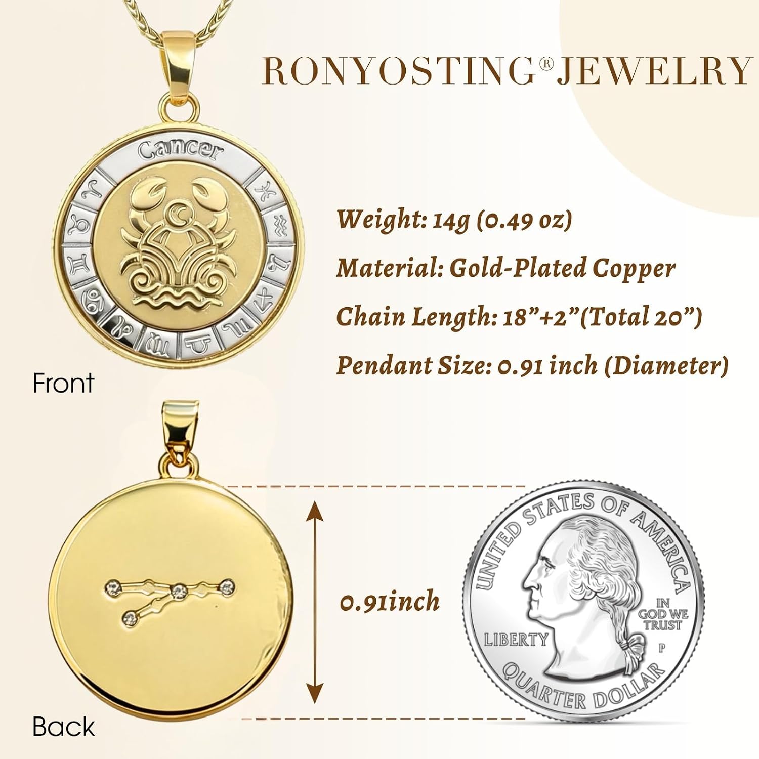 Zodiac Sign Necklace for Women Men, 18K Gold Plated Silver Plated Tarnish Free Zodiac Pendant Necklaces, Ready-To-Gift for Wife Husband Girlfriend Boyfriend Mom Daughter Birthday Christmas Valentine Anniversary